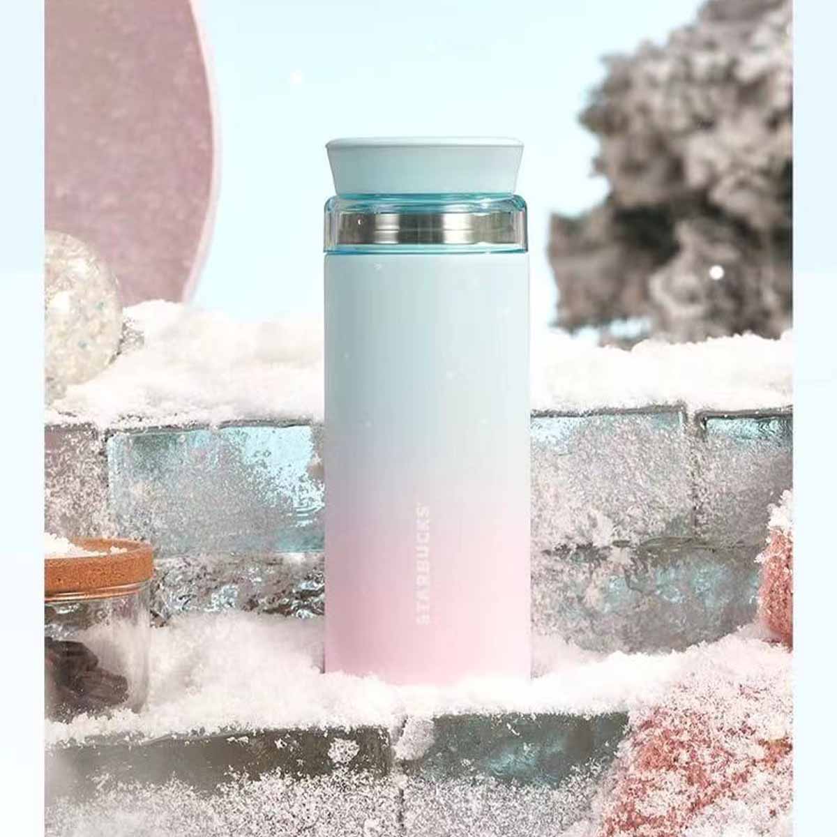 China 2023 Christmas online cute pet series Pink green gradient stainless steel insulation cup 400ml Starbucks loveinstarbucks