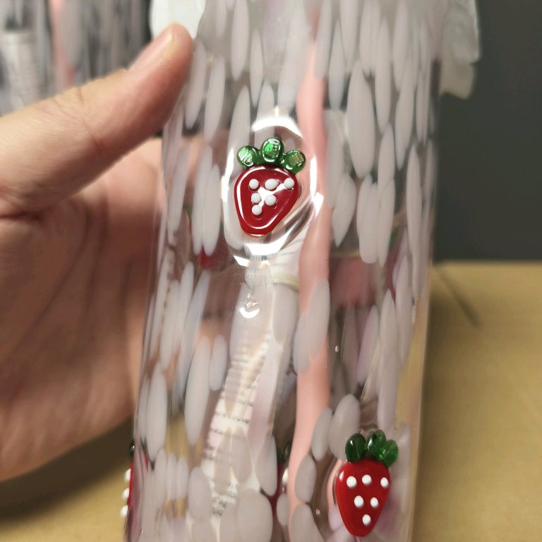 Slightly Flawed Starbucks Strawberry Glass Cup -price is for one glass