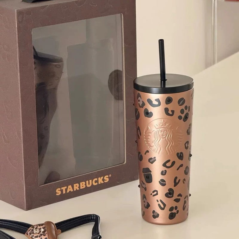 Starbucks China 2026 leopard print series double-lid stainless steel cup