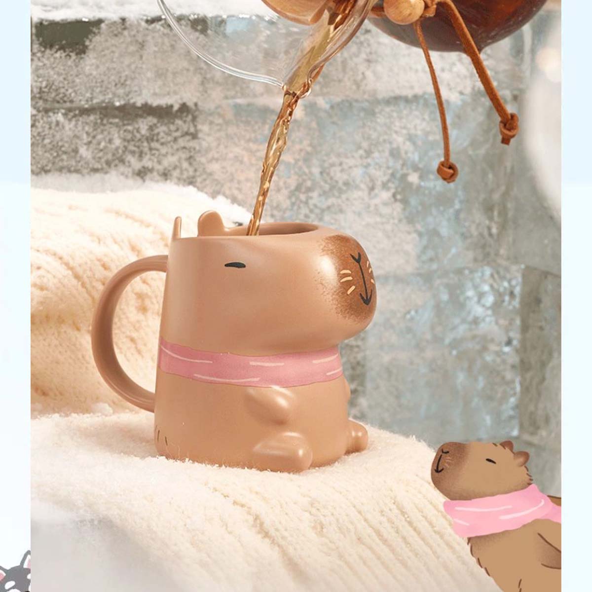 China 2023 Christmas online cute pet series guinea pig capibara Ceramic Mug 355ml Starbucks loveinstarbucks