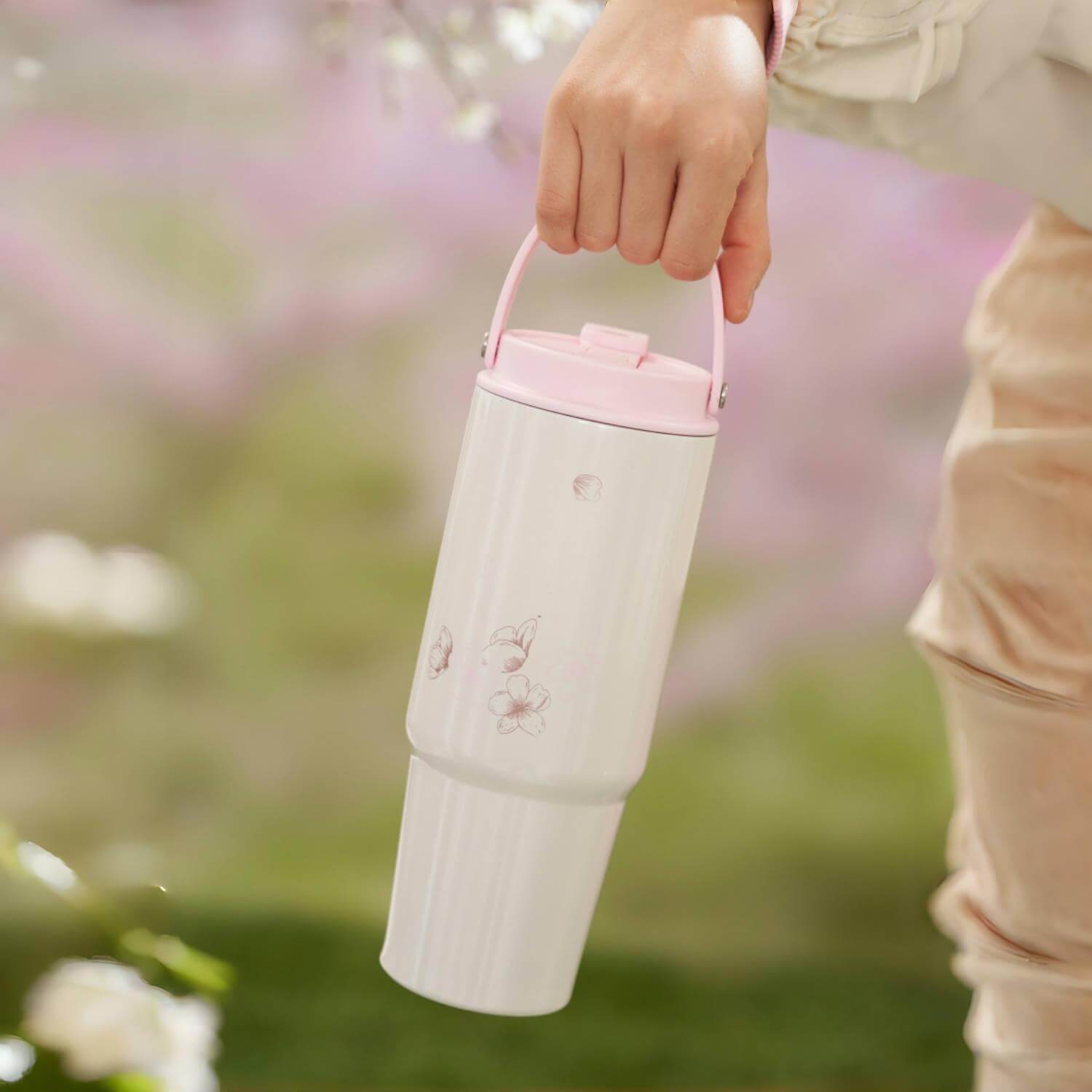 Starbucks China 2024 spring walk series Sakura stainless steel cup 820ml Starbucks loveinstarbucks