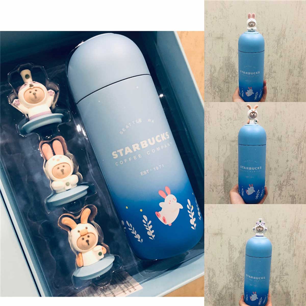 Starbucks China 2020 Mid-Autumn Festival bunny Flocking bunny bear thermos cup gift box 360ml Starbucks loveinstarbucks