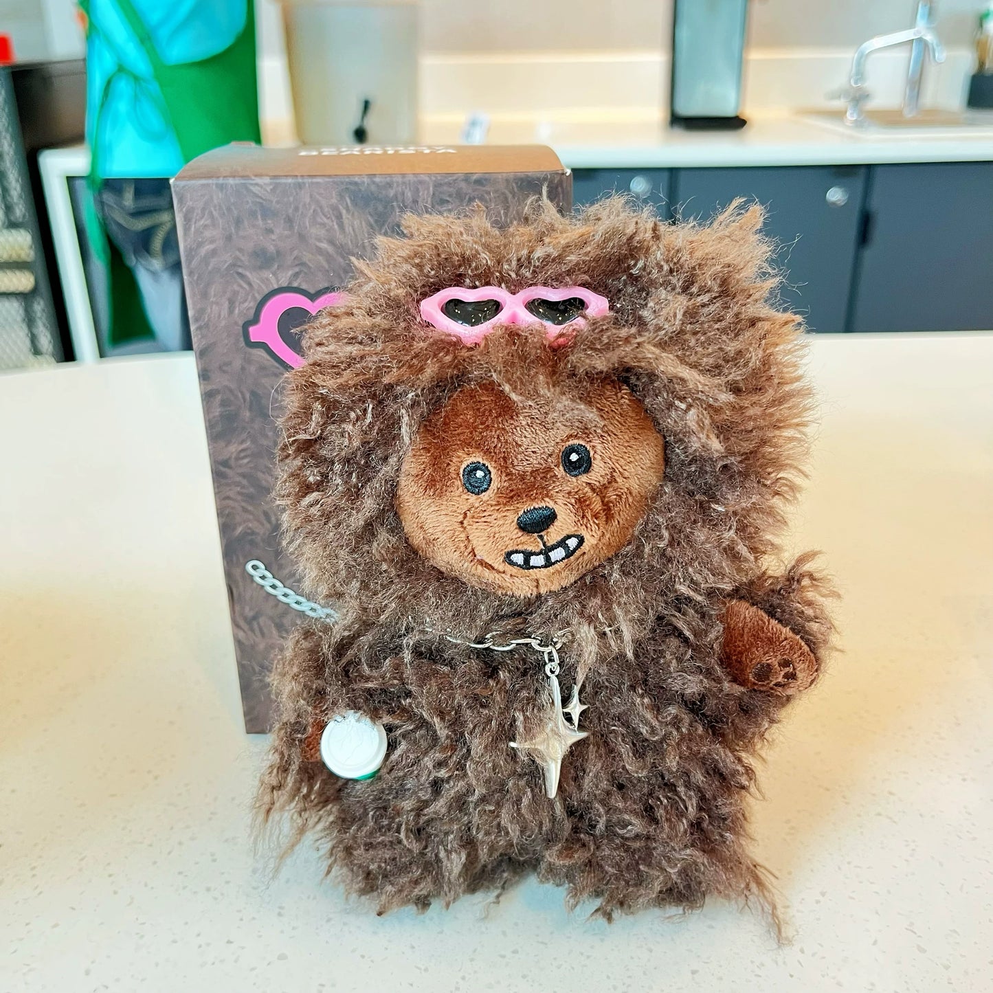 Starbucks China 2026 Qixi Limited Edition Plush Bear Keychain