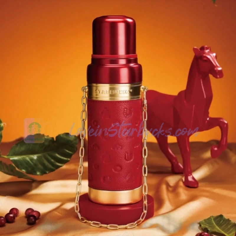 Starbucks China 2026 Year of the Horse series red stainless steel thermos cup with chain 580ml 20.41oz
