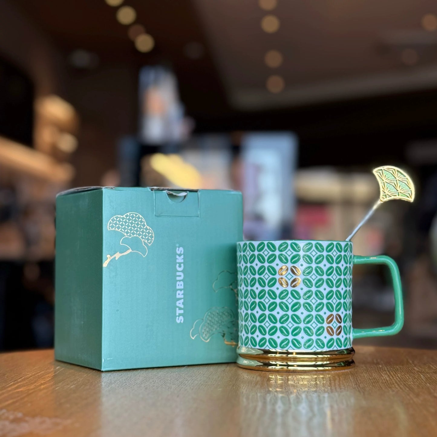 Starbucks China 2026 Lucky New Year Series 360ml Green Mug with Stirrer