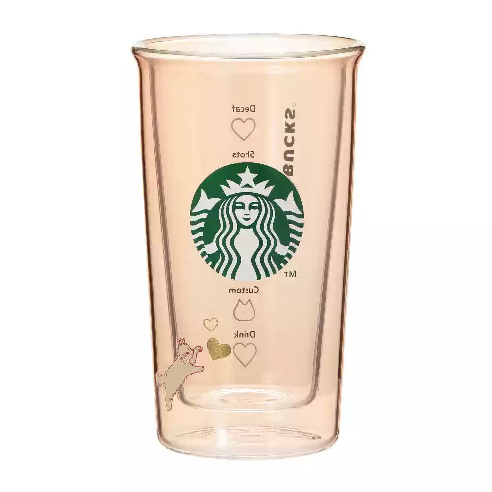 Starbucks Japan 2025 Valentine's Day beige double-layer heat-resistant glass cup 355ml Starbucks loveinstarbucks