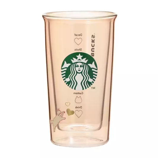 Starbucks Japan 2025 Valentine's Day beige double-layer heat-resistant glass cup 355ml Starbucks loveinstarbucks