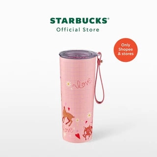 Starbucks Thailand 2026 Valentine's Day series Stainless Steel Vday Deer with Strap Pink Tumbler 16oz