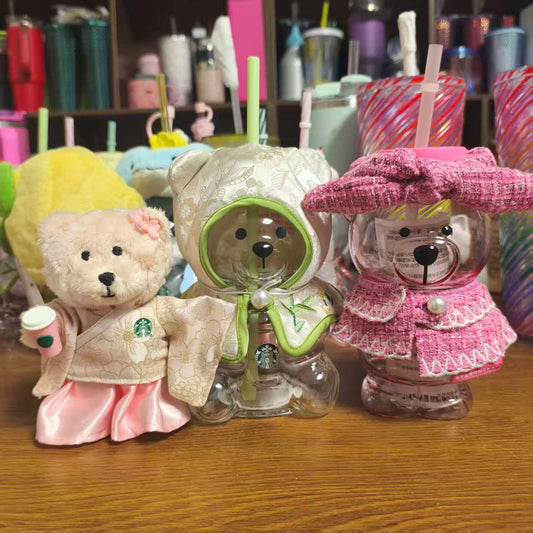 Starbucks 2026 two Bearista glass and one keychain  without original box