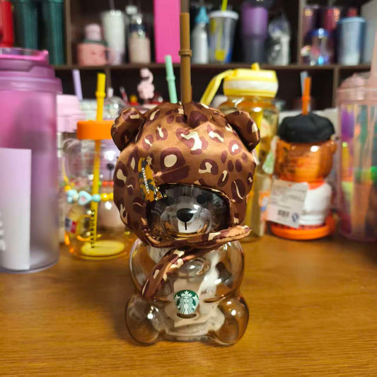 tiny flaw  Starbucks China 2026 Leopard Print Series Bearista Bear glass with headpiece