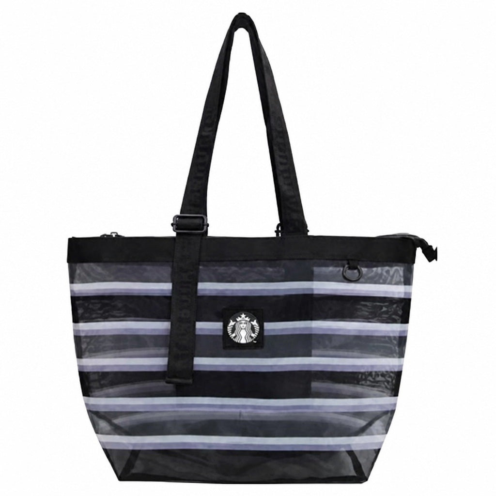 Starbucks Taiwan 2026 Halloween Series Black Cat Striped Mesh Adjustable Shoulder Bag