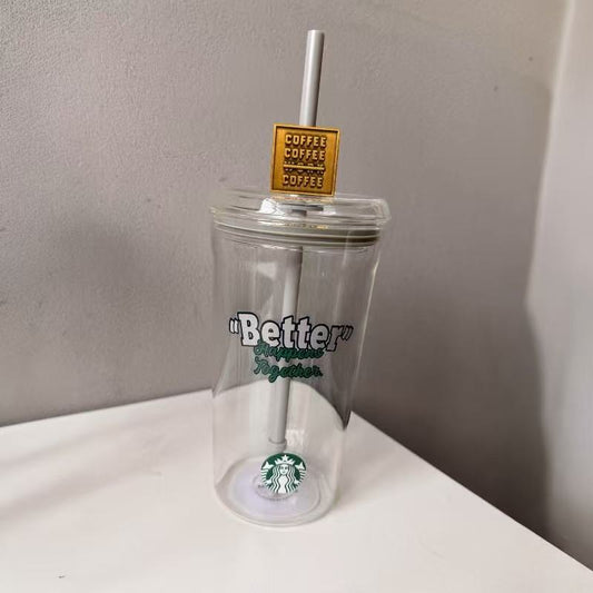 Starbucks China 2026 Denim series gray straw glass 585ml