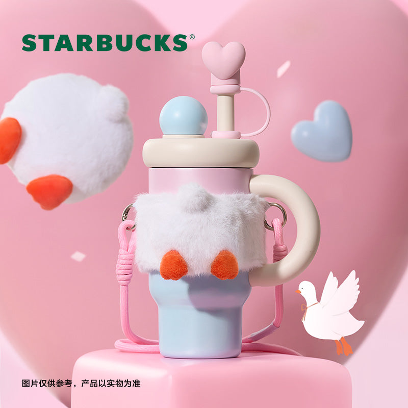 Starbucks China 2026 Pupu Duck Valentine's Day online series Stainless Steel Tea Straw Cup 820ml 28.86oz
