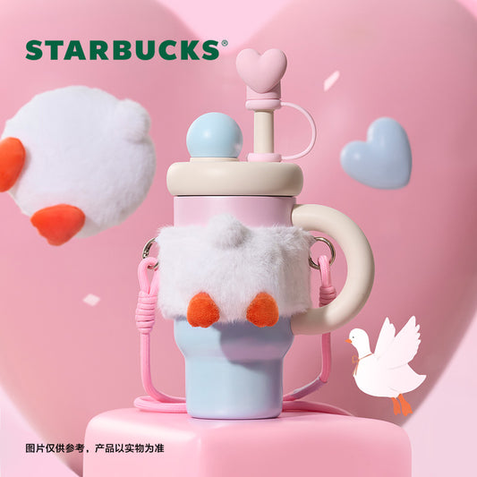 Starbucks China 2026 Pupu Duck Valentine's Day online series Stainless Steel Tea Straw Cup 820ml 28.86oz