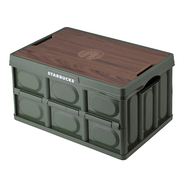 Starbucks Taiwan 2026 Summer season2 series matte green wooden cover folding storage box