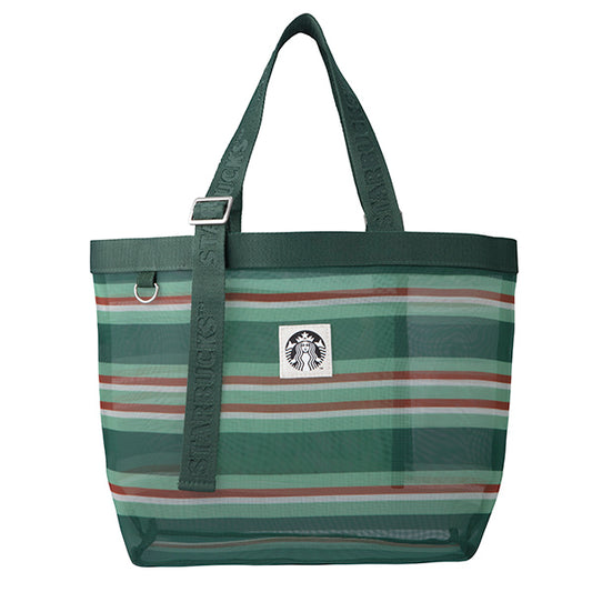 Starbucks Taiwan 2026 Summer season2 series striped mesh adjustable carry bag