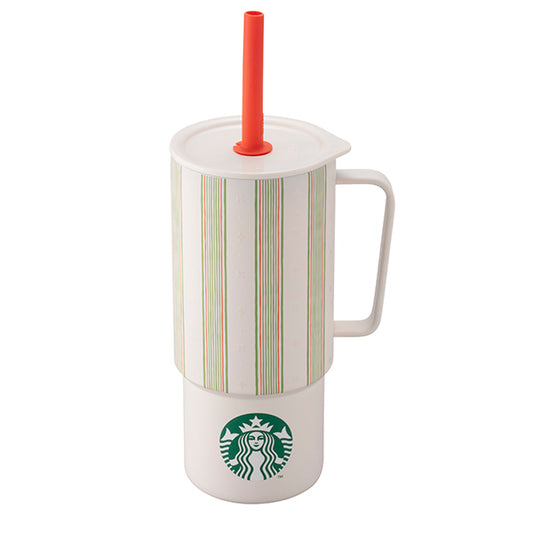 Starbucks Taiwan 2026 Summer season2 series striped stainless steel straw handle cup