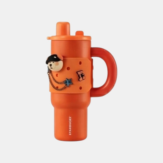 Starbucks Shanghai 2026 New Character Series Stainless Steel Double Drinking Cup with Orange Pendant Cup Cover 1170ml
