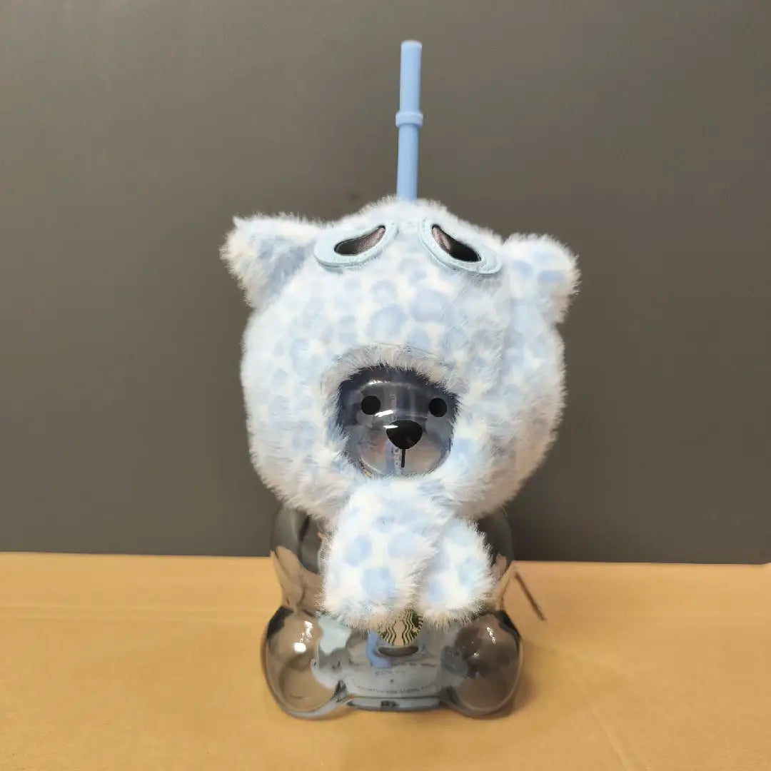 Defective Starbucks Blue Leopard Print Glass Cup
