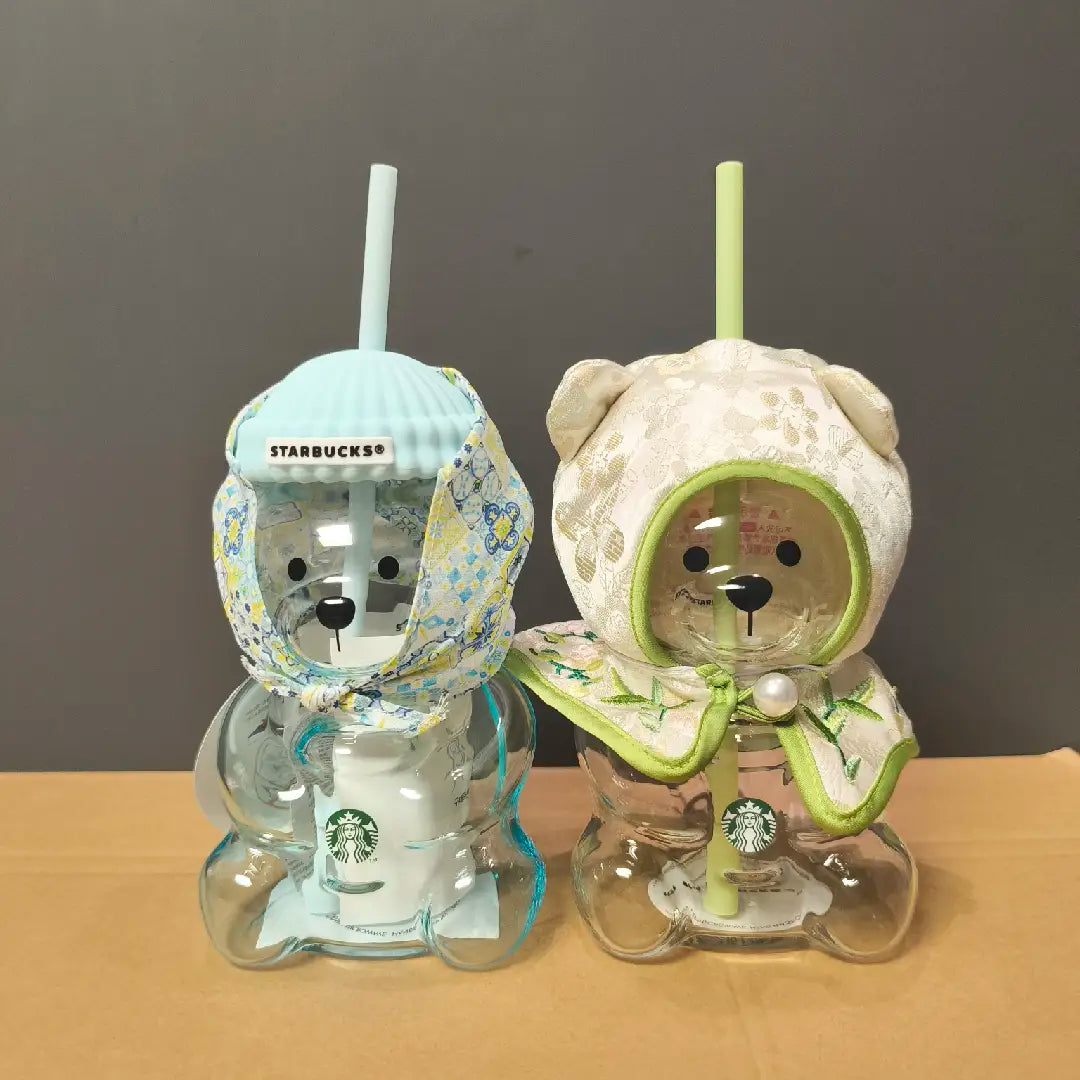Starbucks Set of 2 Glass Cups with Straws