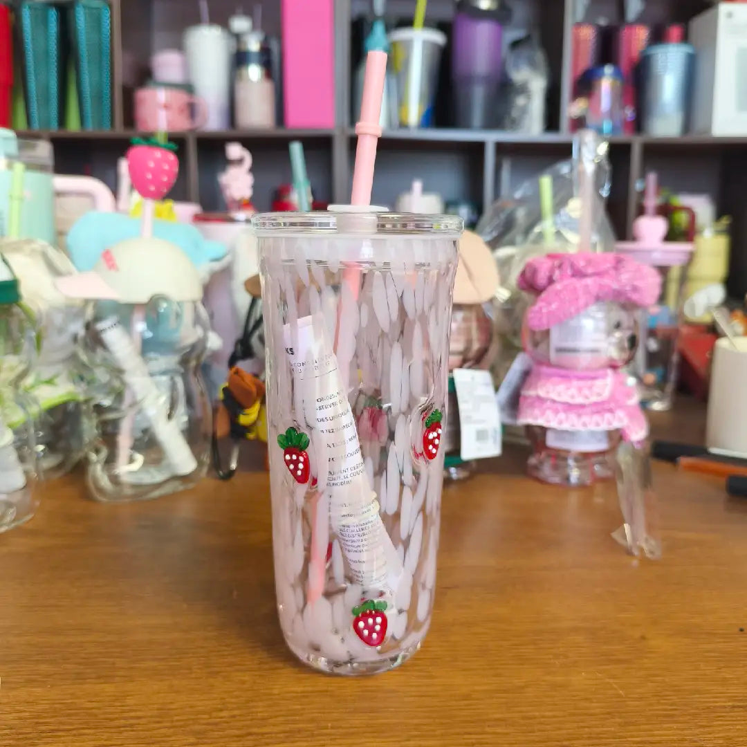 Starbucks Strawberry Glass Cup 473ml 16oz