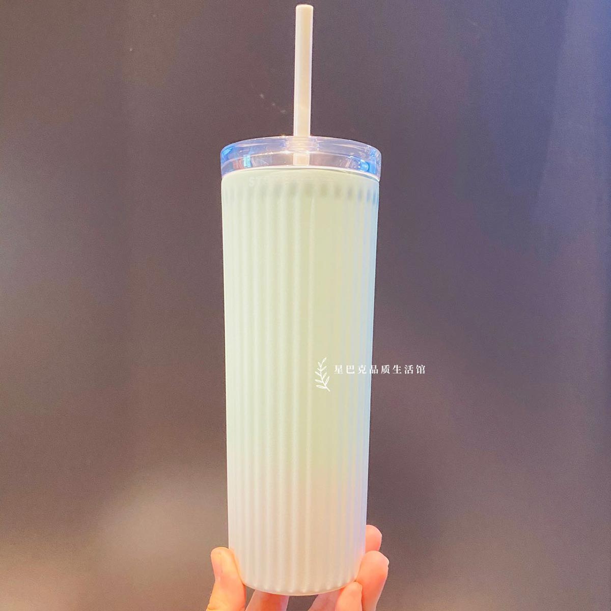 Starbucks China 2023 Fresh Mint Green gradient stripe straw cup 473ml - only one lid Starbucks loveinstarbucks