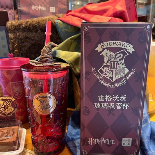 Nayuki and Harry Potter co-brand Hogwarts straw glass cup Nayuki loveinstarbucks