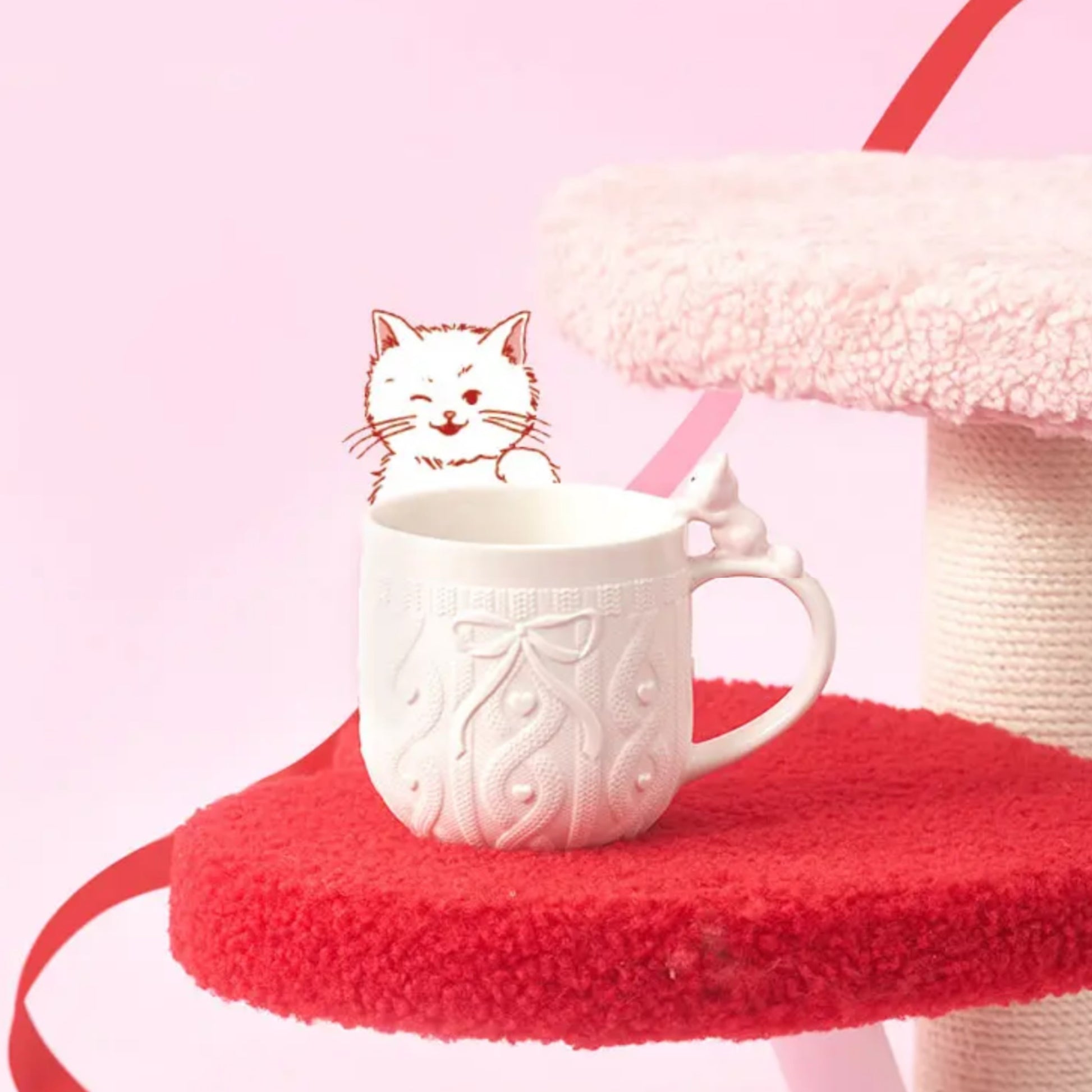 Starbucks China 2024 Star moving series Bow wool texture mug 355ml loveinstarbucks loveinstarbucks