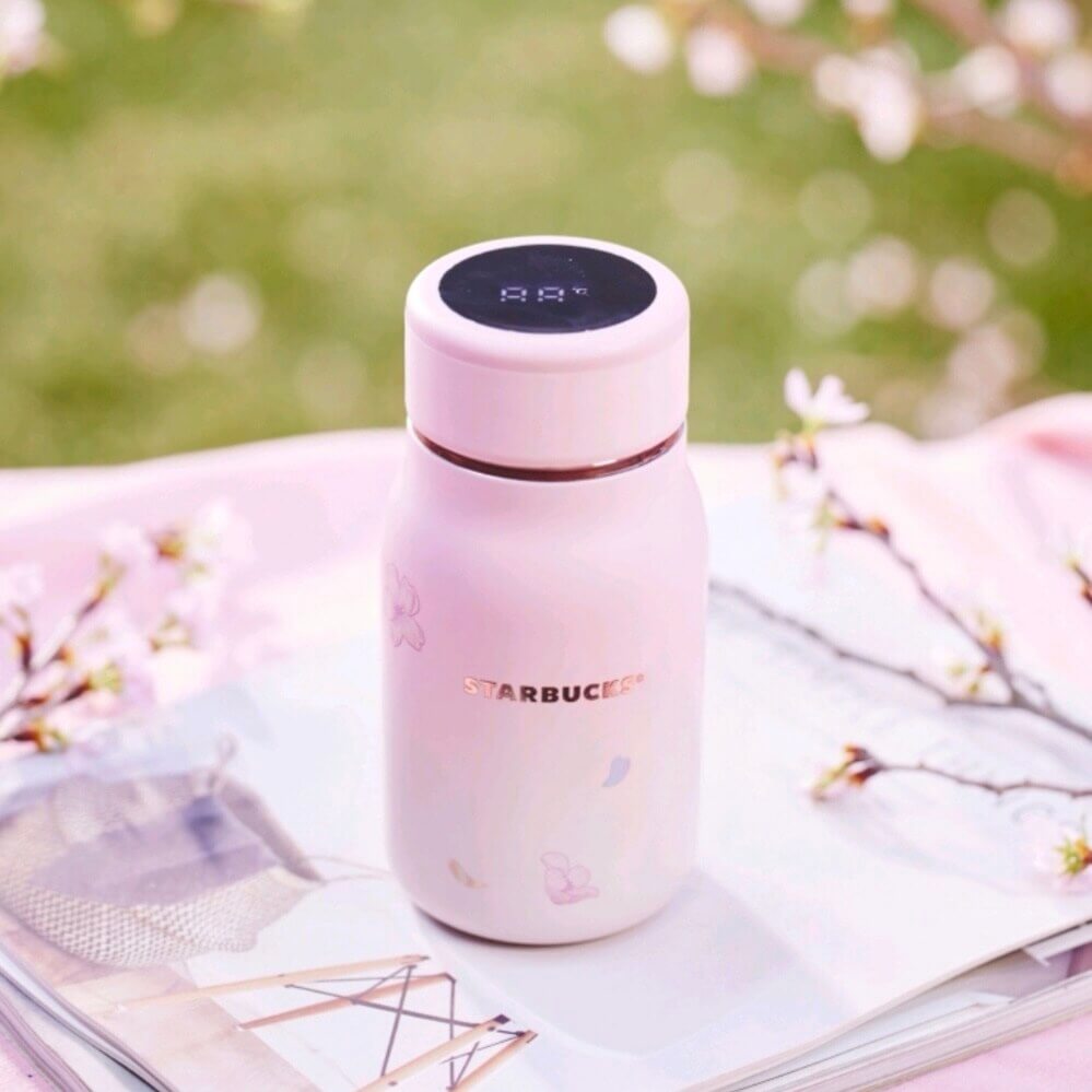 Starbucks China 2024 spring walk series temperature display Sakura pink stainless steel cup 370ml - cannot ship to AK HI Starbucks loveinstarbucks