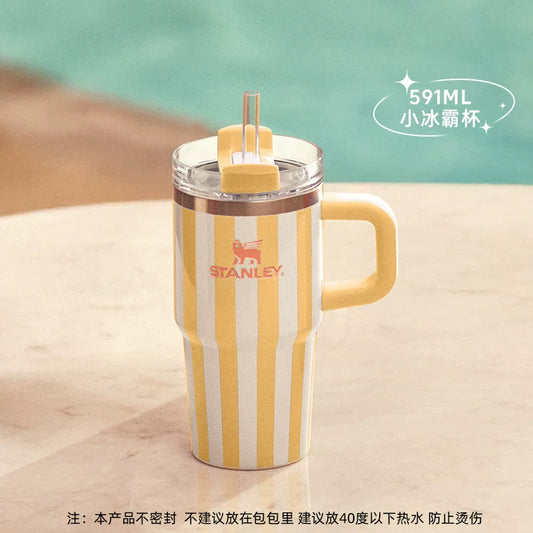 STANLEY yellow and white striped stainless steel cup 591ml 20.8oz