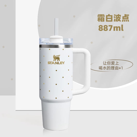 STANLEY China 2025 Christmas series Frosty white polka dot Stainless steel cup 887ml 30oz