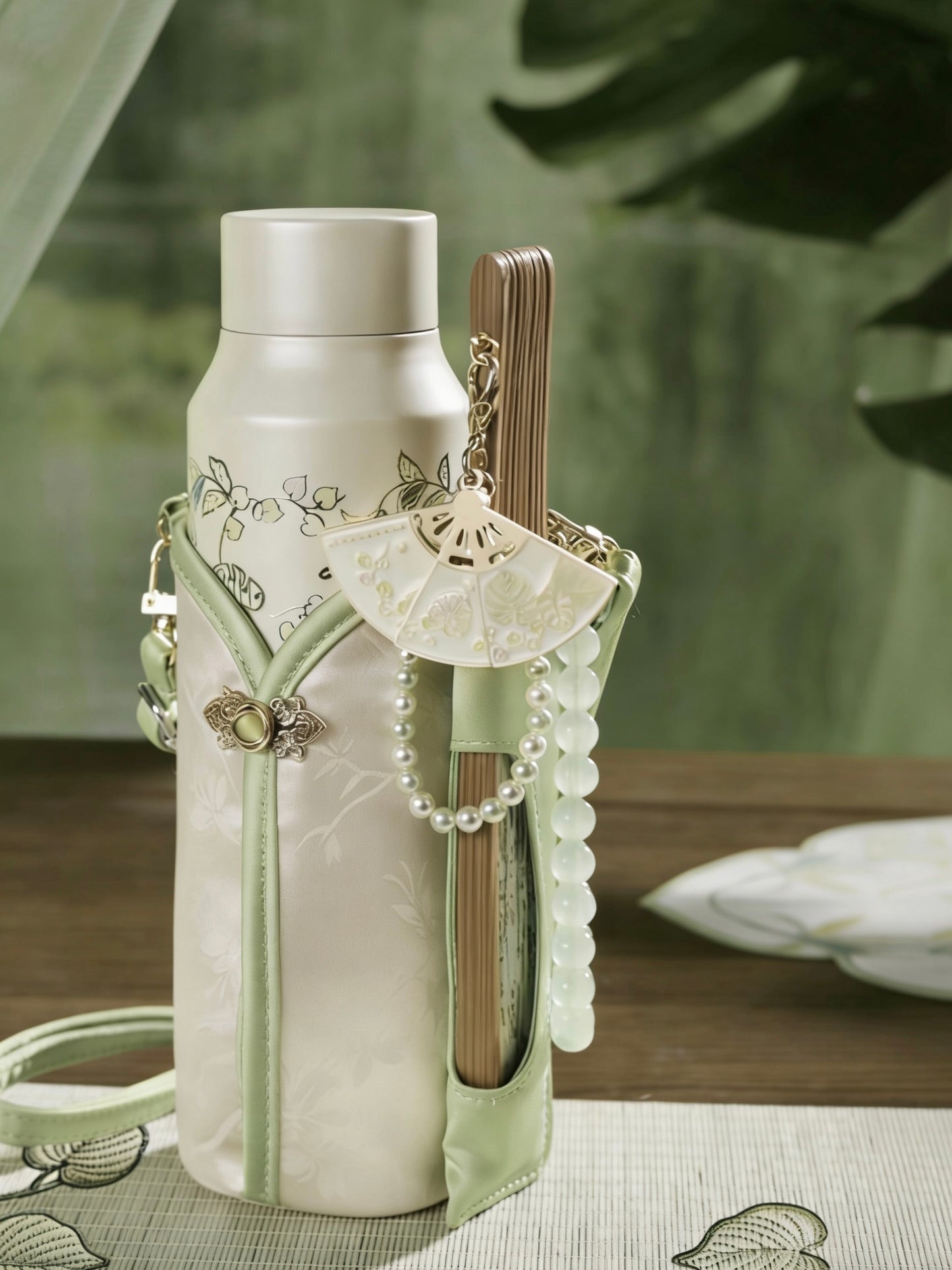 Starbucks China 2026 Spring Blessings Series 420ml stainless steel thermos cup with folding fan