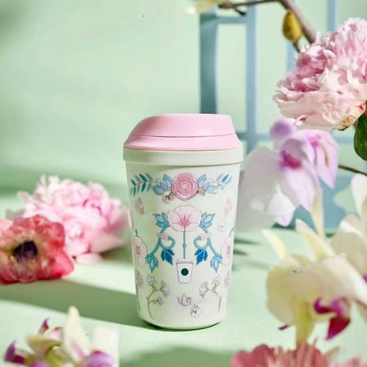 Starbucks China 2025 Spring Flower Series Double layer Plastic Travel Cup 320ml