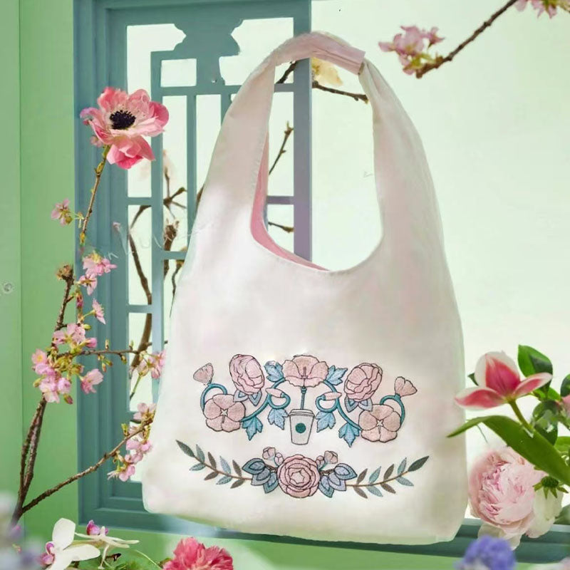 Starbucks China 2025 Spring Flower Series Embroidered Shoulder Bag