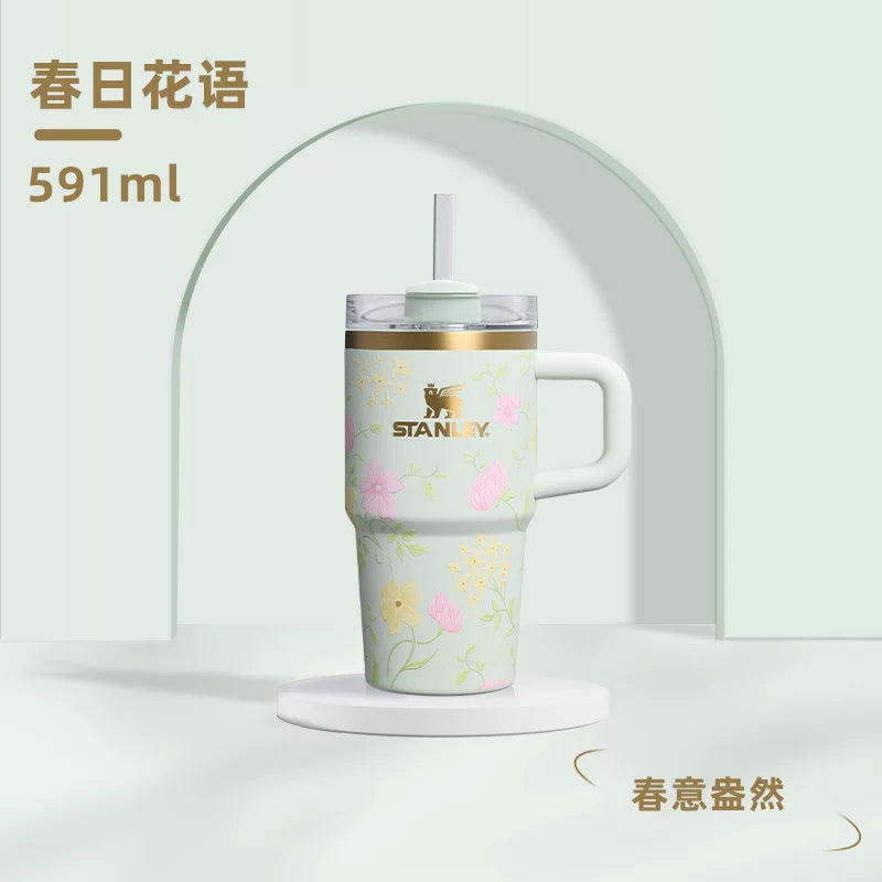 Stanley China 2026 Spring Flowers series 591ml stainless steel cup with straw