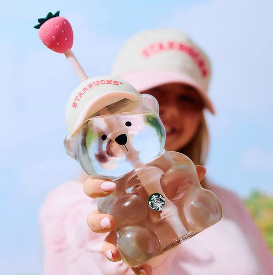 pre-order Starbucks  2026  white Baseball Cap Bear  Handblown pink Bearista glass