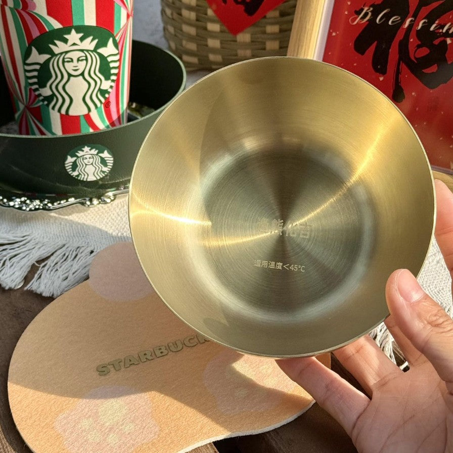 Starbucks China 2024 gold bowl with coaster Starbucks loveinstarbucks