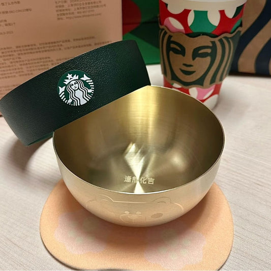 Starbucks China 2024 gold bowl with coaster Starbucks loveinstarbucks