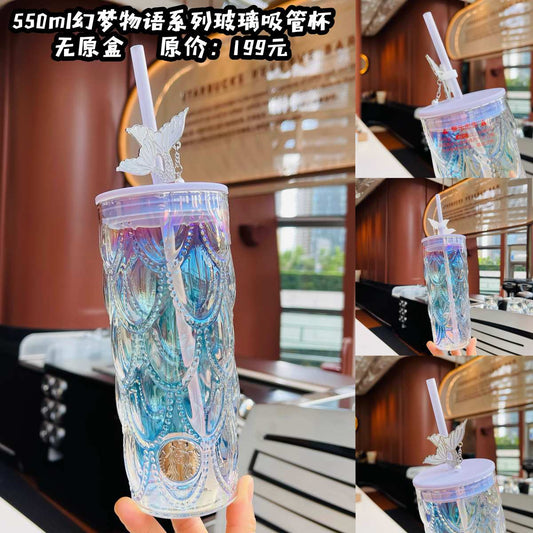 Starbucks China 2025 Dreamy Tales series Glass straw cup 550ml 19.36oz