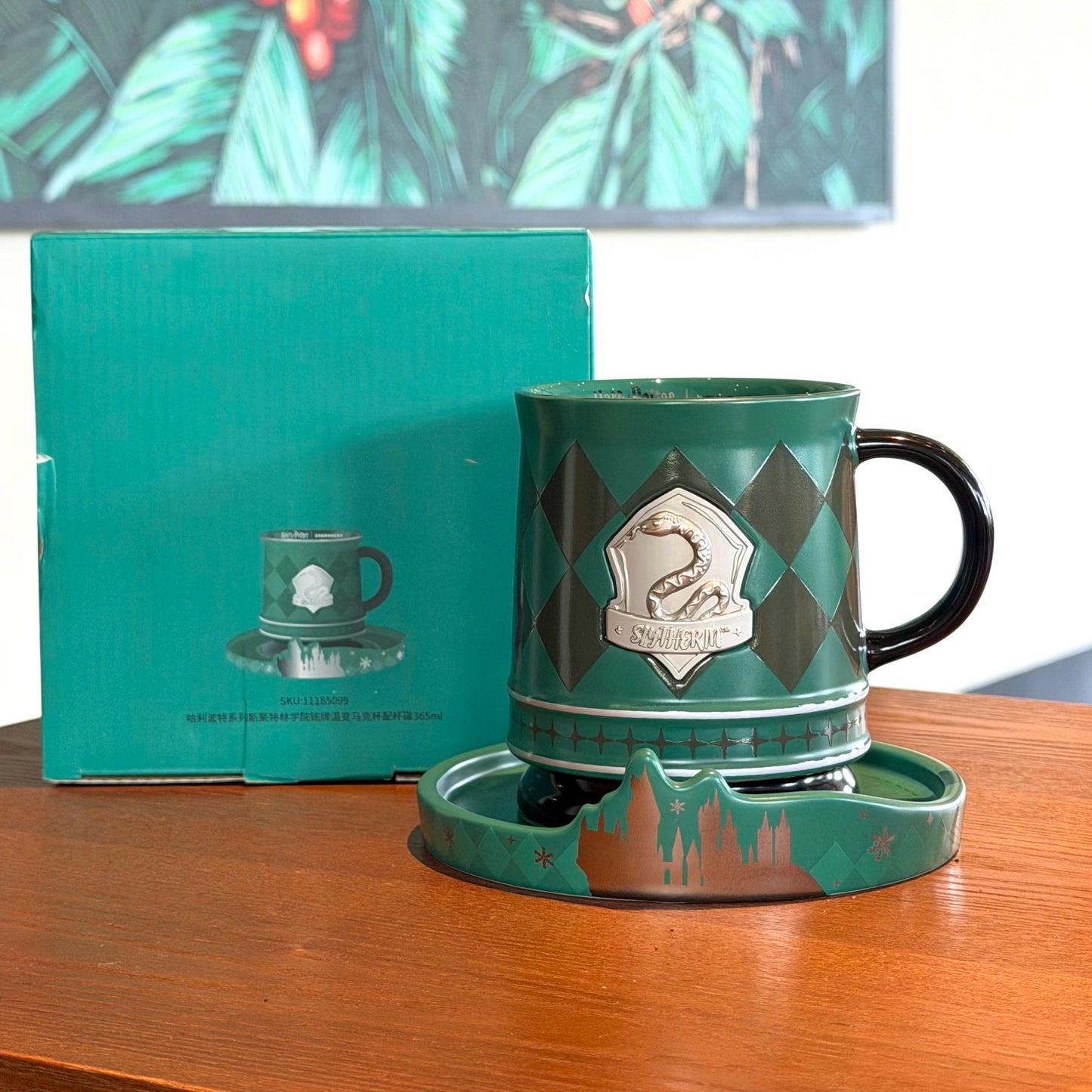 Starbucks China 2025 Harry Potter Collaboration Series Slytherin House Temperature Changing Mug with Cup and Saucer 365ml 12.85oz