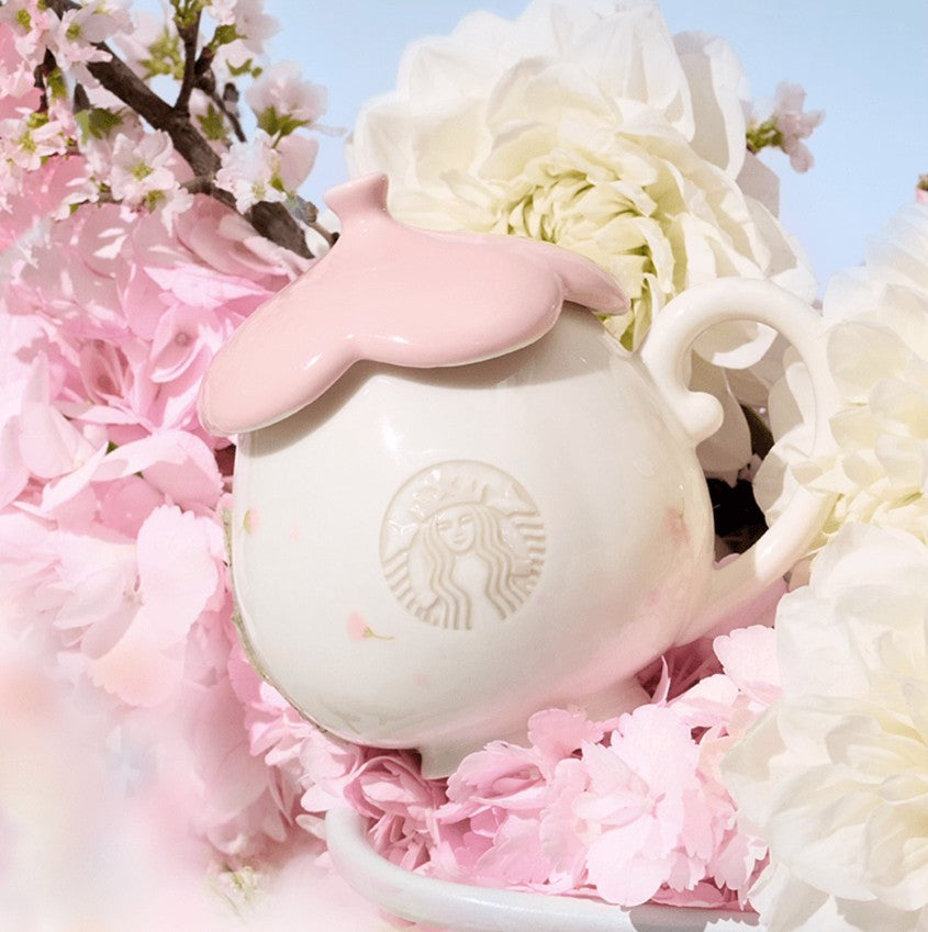 Starbucks China 2025 Sakura online series White mug with lid 355ml 12.49oz