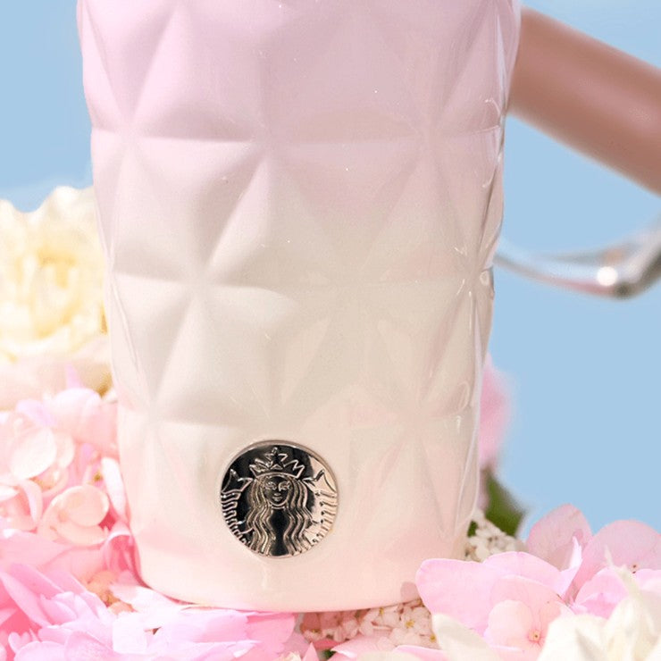 Starbucks China 2025 Sakura online series pink stainless steel straw cup with stopper