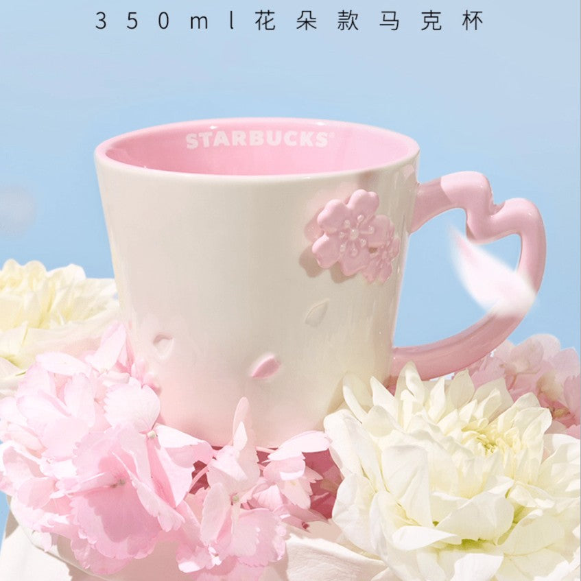 Starbucks China 2025 Sakura online series embossed cherry blossom shape mug