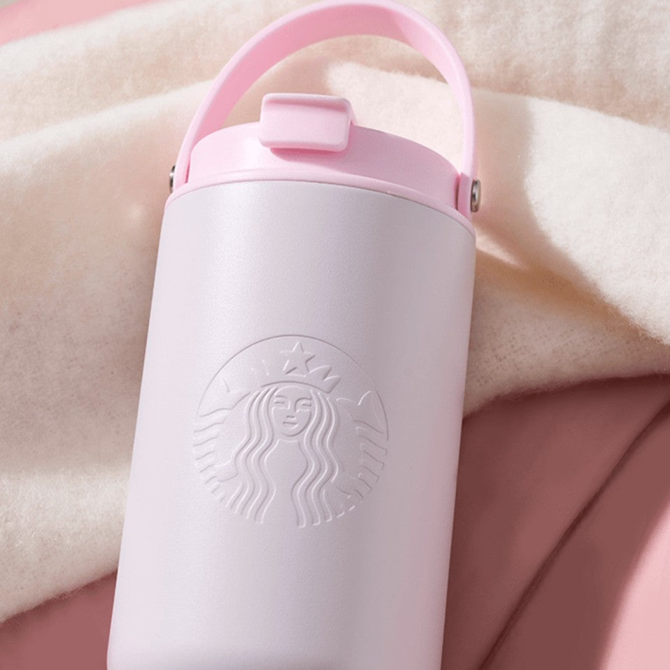 Starbucks China 2025 Sakura online series pink/purple/gray Double drinking spout stainless steel straw cup