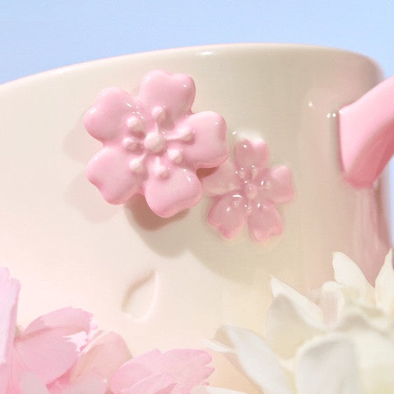 Starbucks China 2025 Sakura online series embossed cherry blossom shape mug
