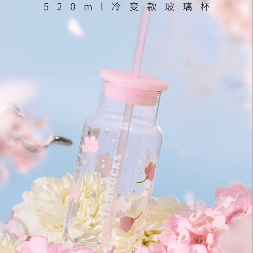 Starbucks China 2025 Sakura online series pink Glass straw cup  473ml