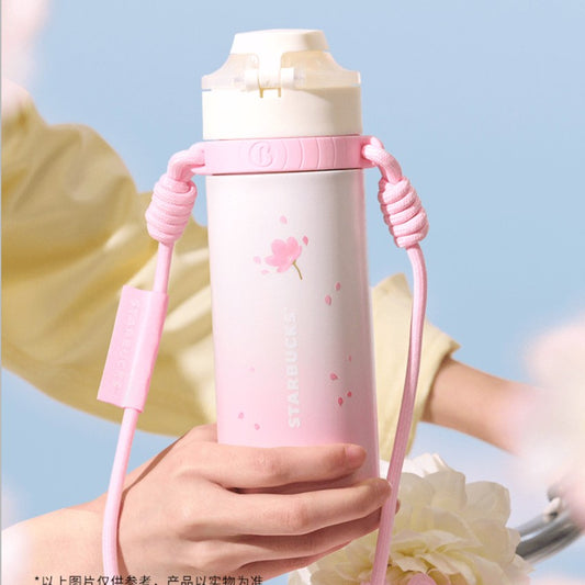Starbucks China 2025 Sakura online series pink stainless steel straw cup