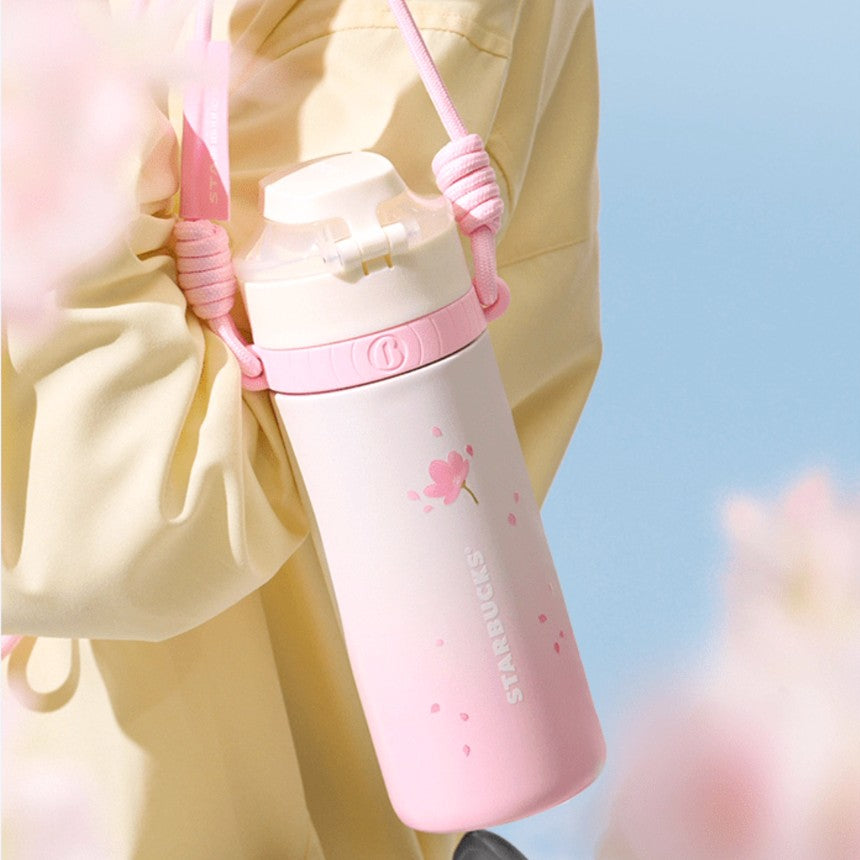 Starbucks China 2025 Sakura online series pink stainless steel straw cup