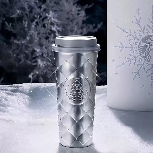 Starbucks China 2025 Snowlit Wonderland series Ice Blue Sparkling Diamond Pattern Insulated cup - read details