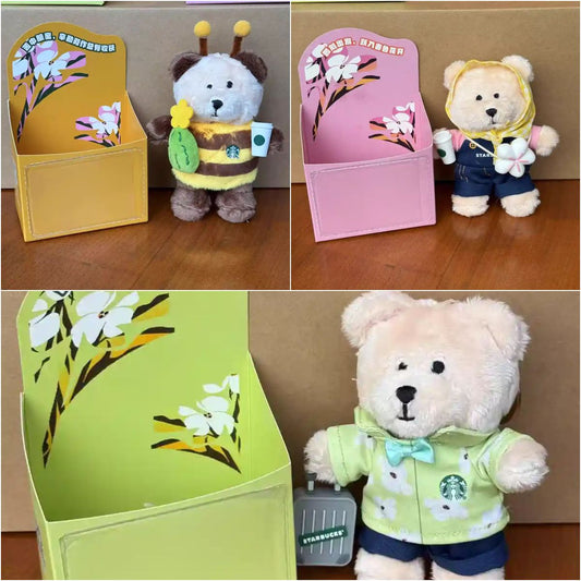 3PCS - Starbucks China 2025 Spring Keychain Blossom Bearistas, suitcase Bearistas and bee Bearistas
